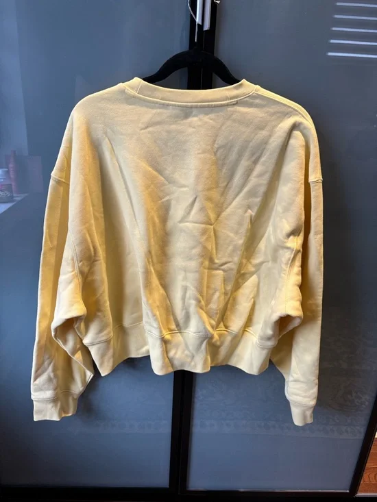 adidas Pale Yellow Crewneck Sweatshirt with Trefoil Tag - Picture 2 of 3